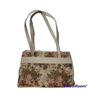 Vintage Cottagecore Pink Floral Tapestry Handbag Purse